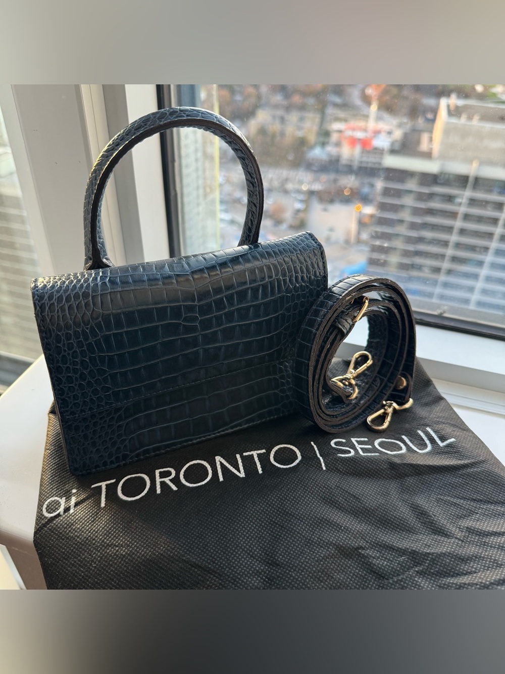 ai Toronto Seoul The Mini Croc Handbag in Navy